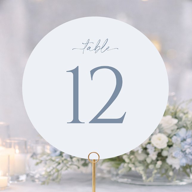 Panneau de numéro de table de mariage rond en bleu (Créateur téléchargé)