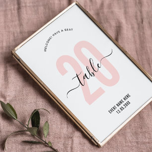 Panneau de numéro de table en calligraphie élégant