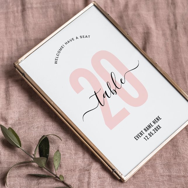 Panneau de numéro de table en calligraphie élégant (Créateur téléchargé)