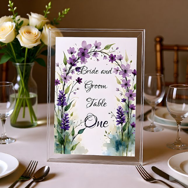 Panneau de numéro de table floral lavande lilas (Créateur téléchargé)