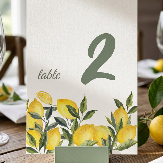 Panneau de numéro de table personnalisé au citron  (Créateur téléchargé)