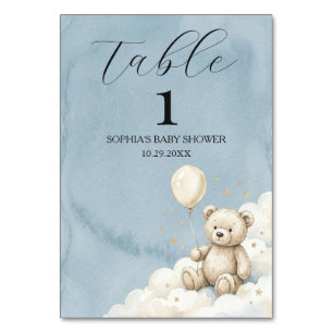 Panneau de numéro de table pour Baby Shower Ours A