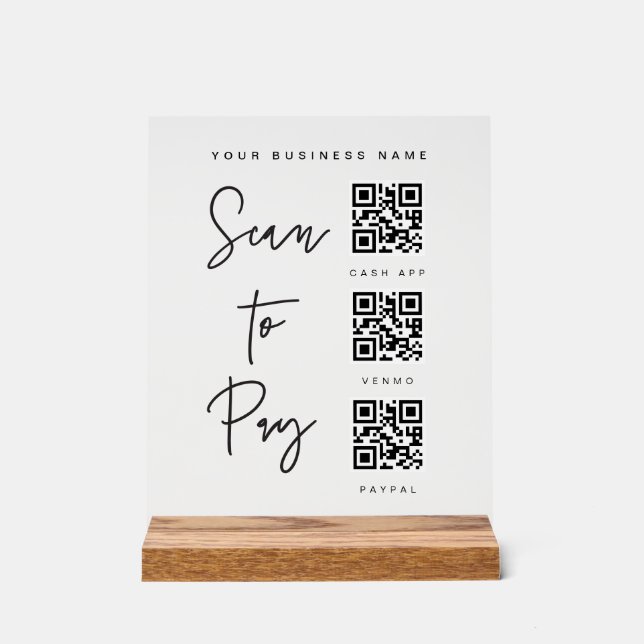 Panneau de paiement en acrylique QR pour entrepris (Recto)