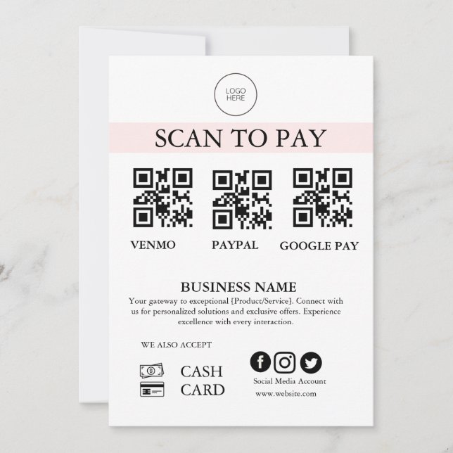 Panneau de paiement par numérisation Code QR de pa (Devant)