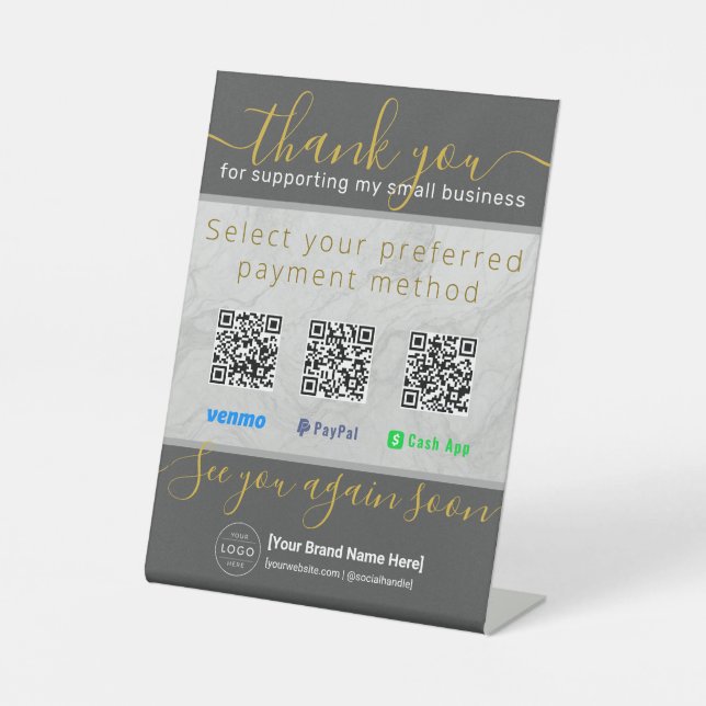 Panneau de paiement professionnel à 3 codes QR en  (Recto)