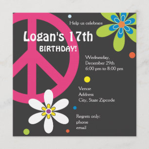 Panneau de paix Invitation d'anniversaire - Ado