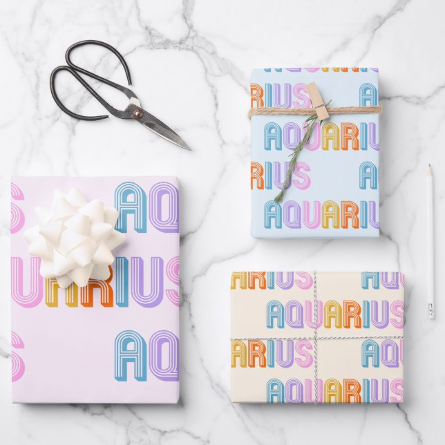 Panneau de papier d'enveloppement Aquarius zodiac  (Recto)