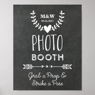 Panneau de Photobooth de Mariage Tableau Noir Cœur