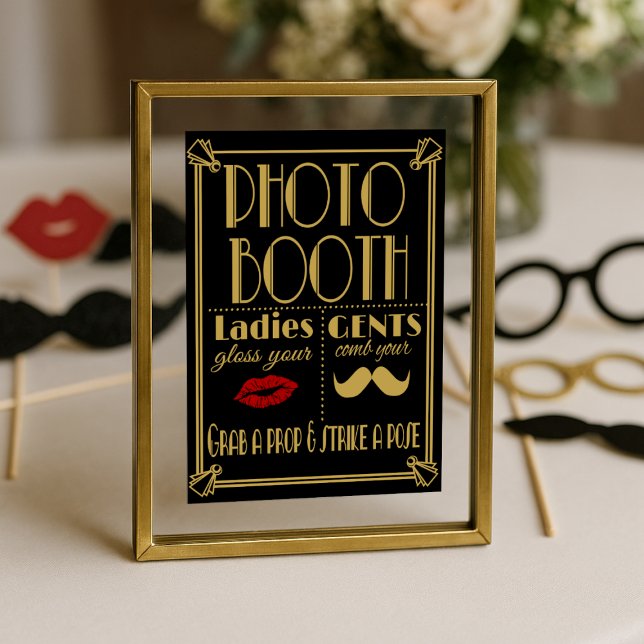Panneau de Photomaton Art Déco – Fête Noir et Or (Créateur téléchargé)