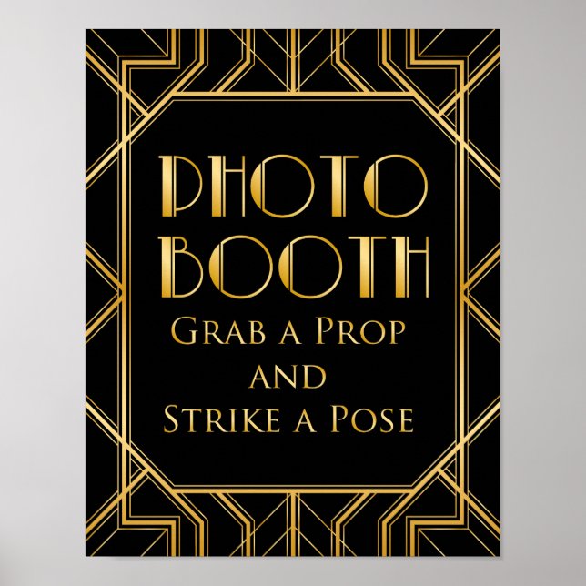 Panneau de Photomaton de Mariage | Art Déco Gatsby (Devant)