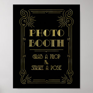 Panneau de Photomaton de Mariage Or Noir Art Déco