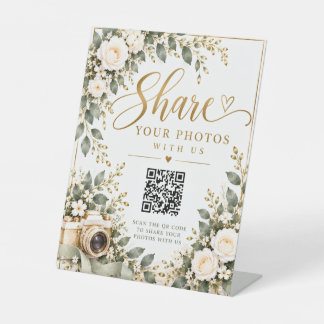 Panneau de pied de mariage QR Code pour partager v