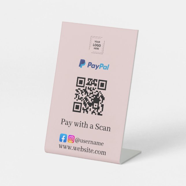 Panneau de pied de paiement QR Code PayPal rose (Recto)