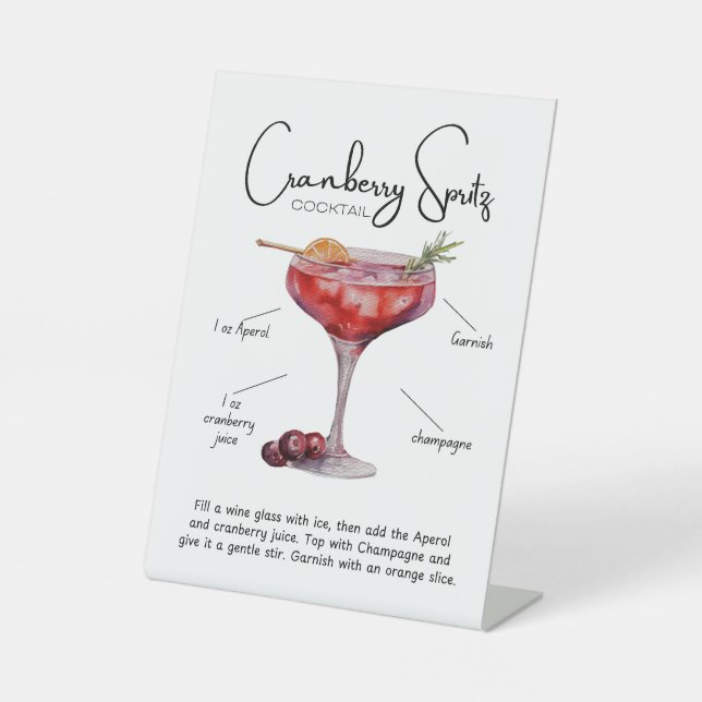Panneau de piédestal de cocktail Cranberry Spritz (Recto)