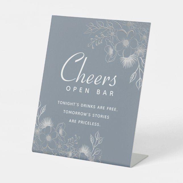 Panneau de piédestal de mariage à bar ouvert bleu  (Recto)
