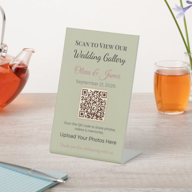Panneau de piédestal de mariage | Affichage QR élé (In SItu)