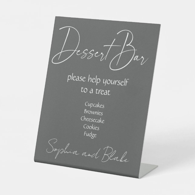 Panneau de piédestal de mariage Gray Dessert Bar (Recto)