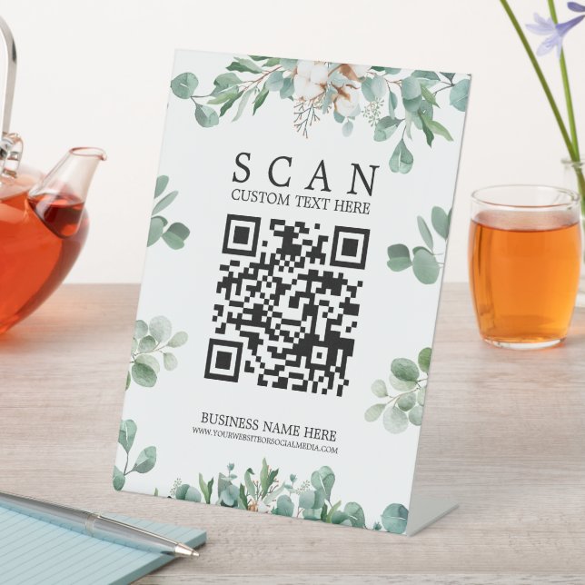 Panneau de piédestal de table de code QR de feuill (In SItu)