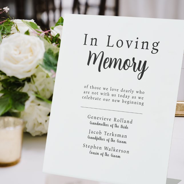 Panneau de piédestal "Simple mariage en souvenir a (Simple Wedding In Loving Memory Pedestal Sign
)