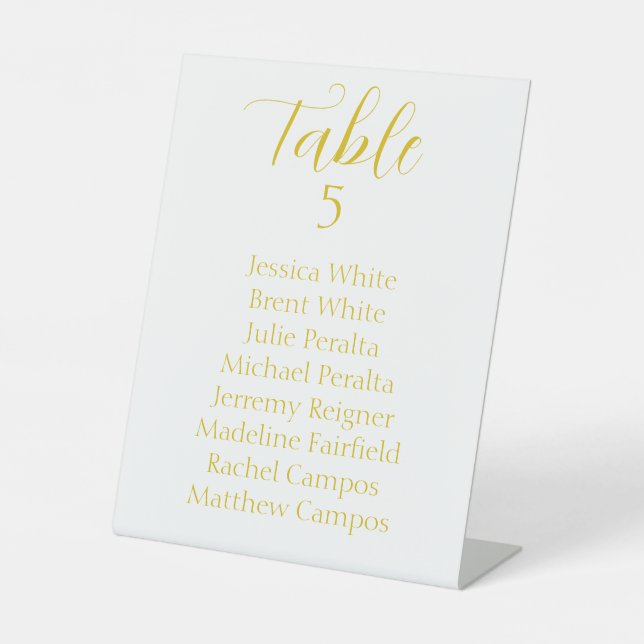 Panneau de Plan de Table de Mariage en Or Élégant (Recto)