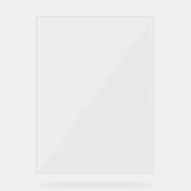 Panneau de plan de table en acrylique clair texte  (Recto)