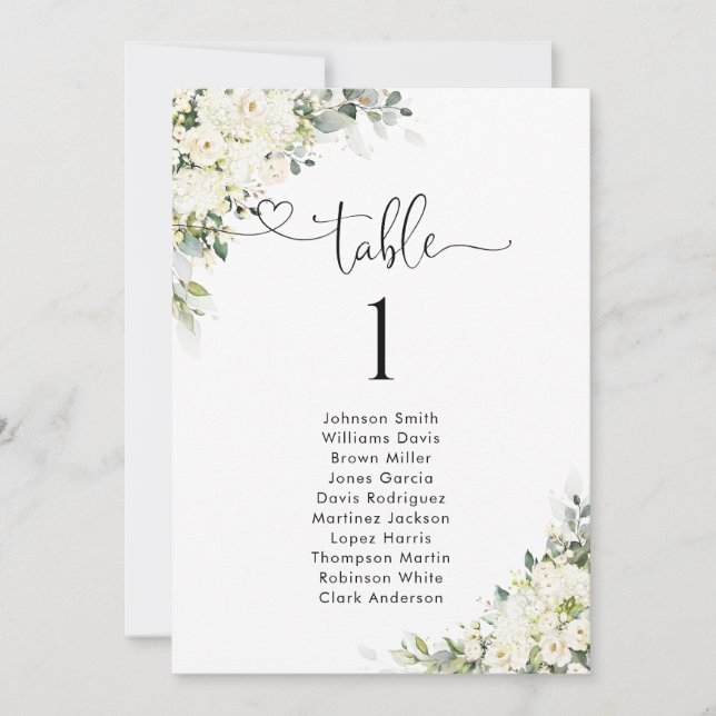 Panneau de Plan de Table Fleurs Blanches Élégant (Devant)