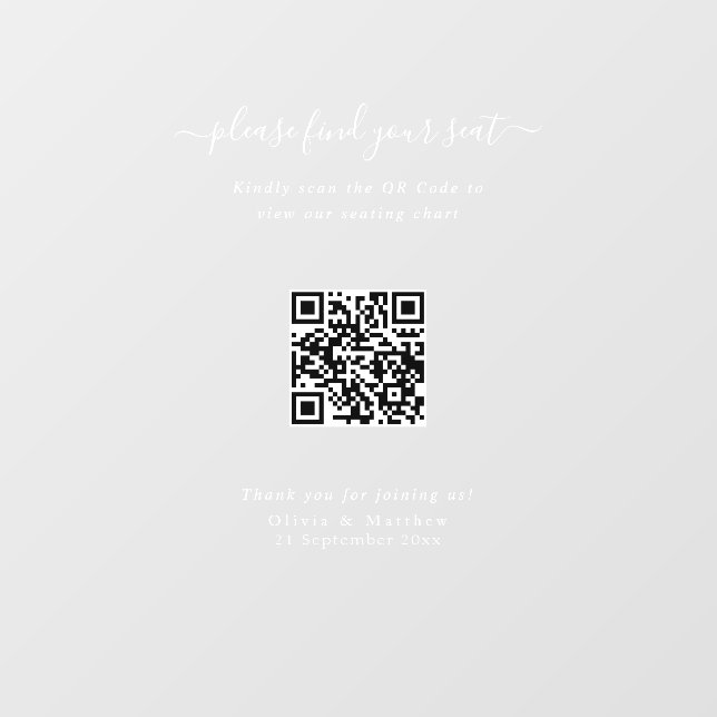 Panneau de plan de table QR Code pour mariage mode (Feuille)