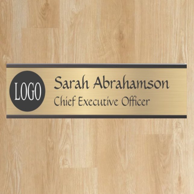Panneau de Porte de Bureau Faux Or Logo Plaque Nom (Créateur téléchargé)