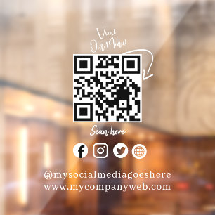 Panneau de porte QR Social Biz transparent blanc