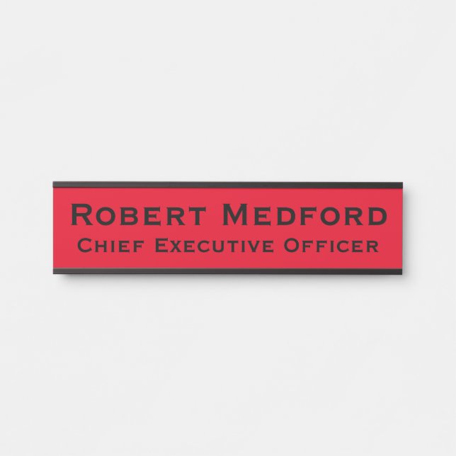 Panneau de porte suspendu rouge moderne Plaque nom (Devant)