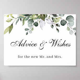 Panneau de poster de mariage Conseils et Vœux de E