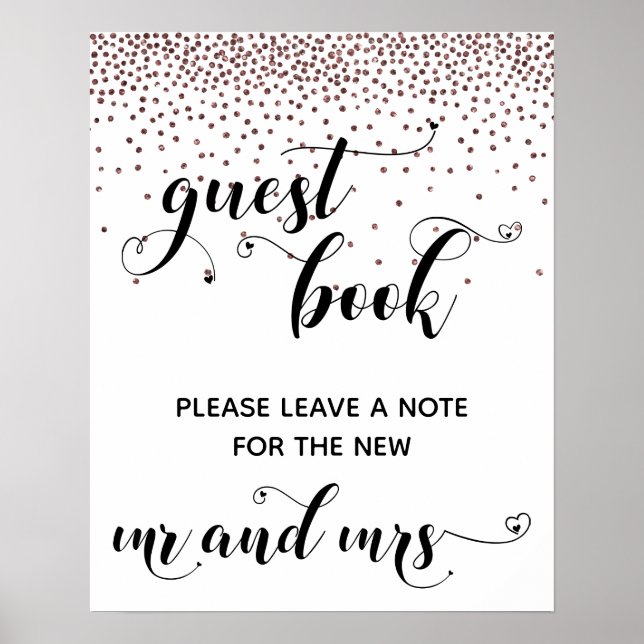 Panneau de réception de livre d'or à confettis ros (Devant)