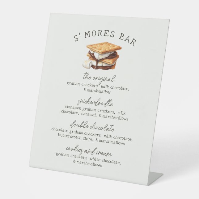 Panneau de recette de bar de S'mores pour feu de j (Recto)