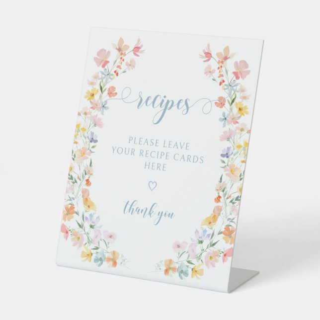 Panneau de Recette de Mariage Chic Floral Pastel (Recto)