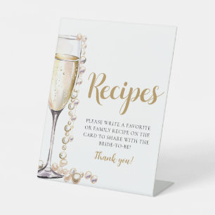 Panneau de recettes de champagne Pearles d'or et P