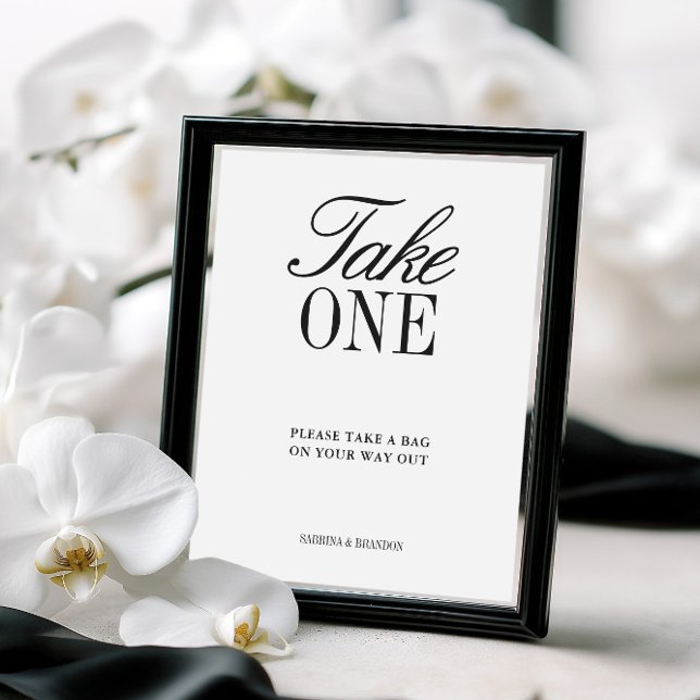 Panneau de remerciement de mariage élégant noir et (Elegant Black & White Wedding Favor Sign)