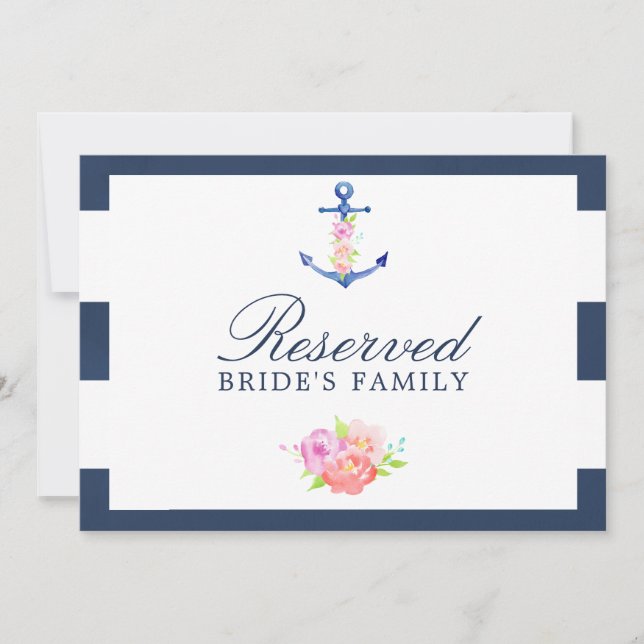 Panneau de réservation de mariage floral aquarelle (Devant)