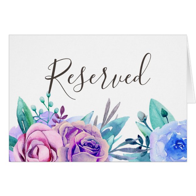 Panneau de réservation de mariage floral bleu et v (Devant Horizontal)