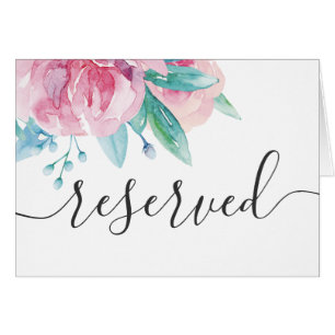 Panneau de réservation de mariage floral rose aqua