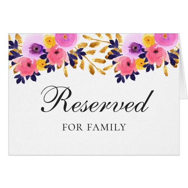 Panneau de réservation de mariage floral rose et v (Devant Horizontal)