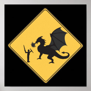 Panneau de route - Poster du Chevalier et du Drago