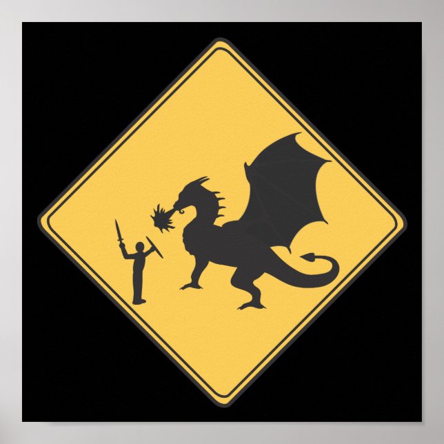 Panneau de route - Poster du Chevalier et du Drago (Devant)
