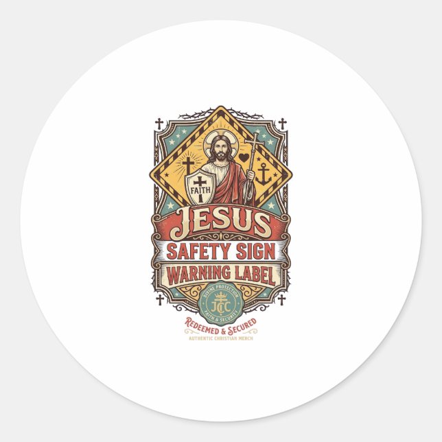 Panneau de sécurité Jésus Étiquette d'avertissemen (Devant)