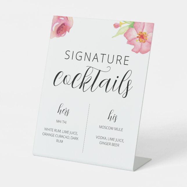 Panneau de signature Mariage de fleurs d'aquarelle (Recto)
