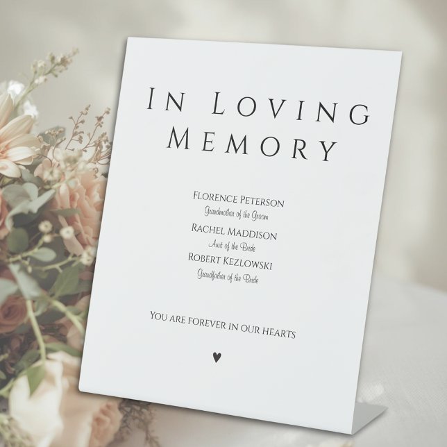 Panneau de socle commémoratif de mariage en souven (In Loving Memory Wedding Remembrance Pedestal Sign
)