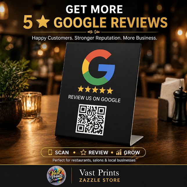 Panneau de socle de code QR de révision Google noi (Black Google Review QR Code Pedestal Sign
)