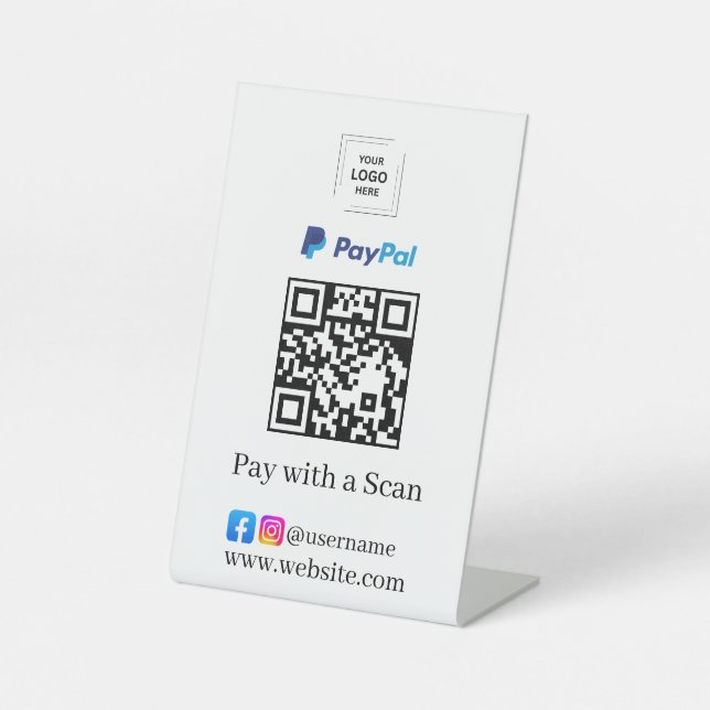 Panneau de socle de code QR PayPal pour payer les  (Recto)