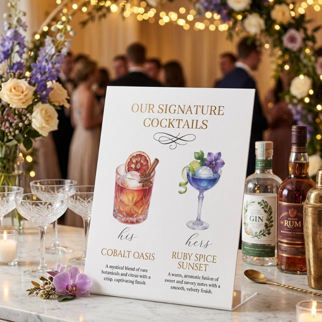 Panneau de socle de menu pour cocktails signature  (Créateur téléchargé)