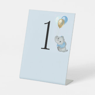 Panneau de socle numéro table Éléphant Bleu