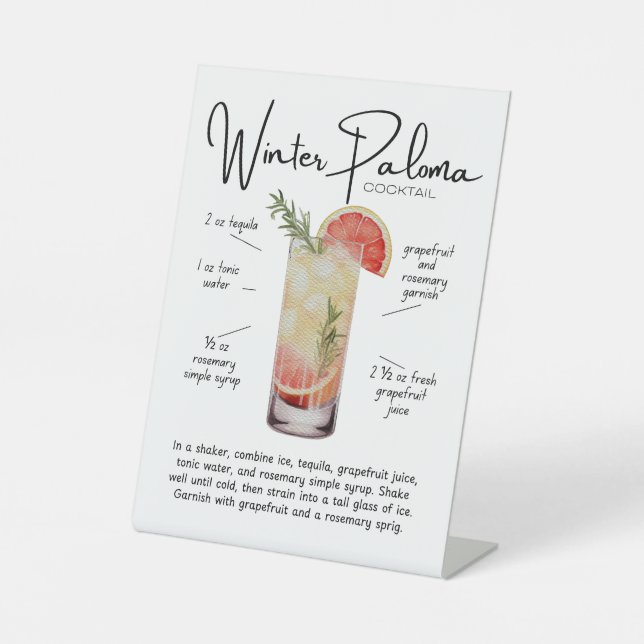Panneau de socle pour cocktail Paloma d'hiver (Recto)